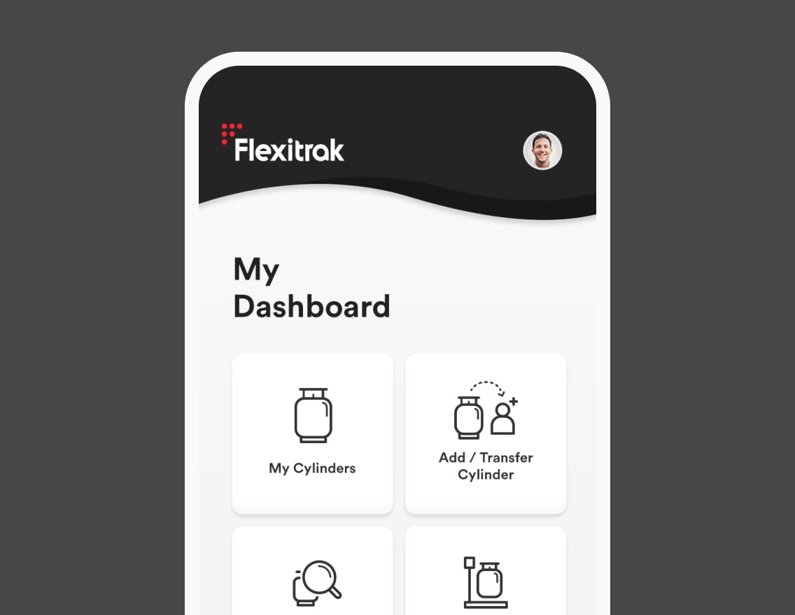 Phone showing flexitrak app dashboard